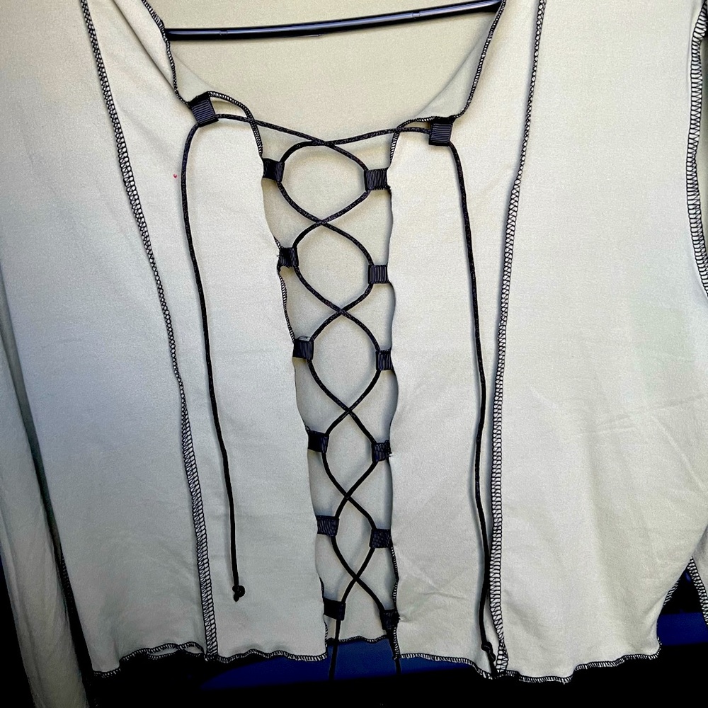 long sleeve shirt with strings in the front